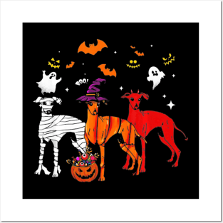 Funny Three Greyhound Halloween Shirt gifts Posters and Art